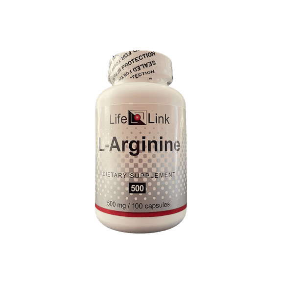 LifeLink's L-Arginine | 500 mg x 100 capsules | Nitric Oxide Precursor | Gluten Free & Non-GMO | Made in the USA
