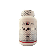 LifeLink's L-Arginine | 500 mg x 100 capsules | Nitric Oxide Precursor | Gluten Free & Non-GMO | Made in the USA
