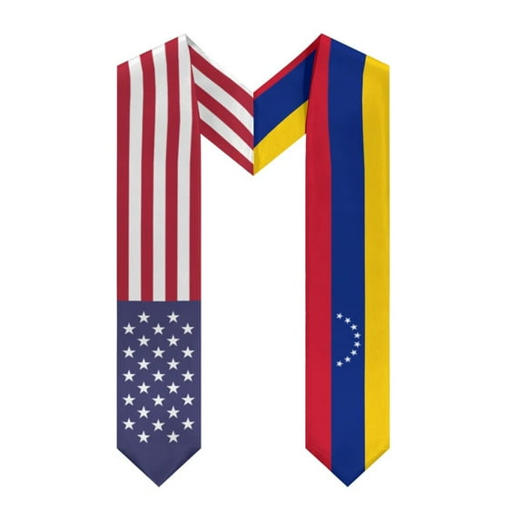 More design Graduation shawl Venezuela Flag & United States Flag Stole Sash Honor Study Aboard International Students