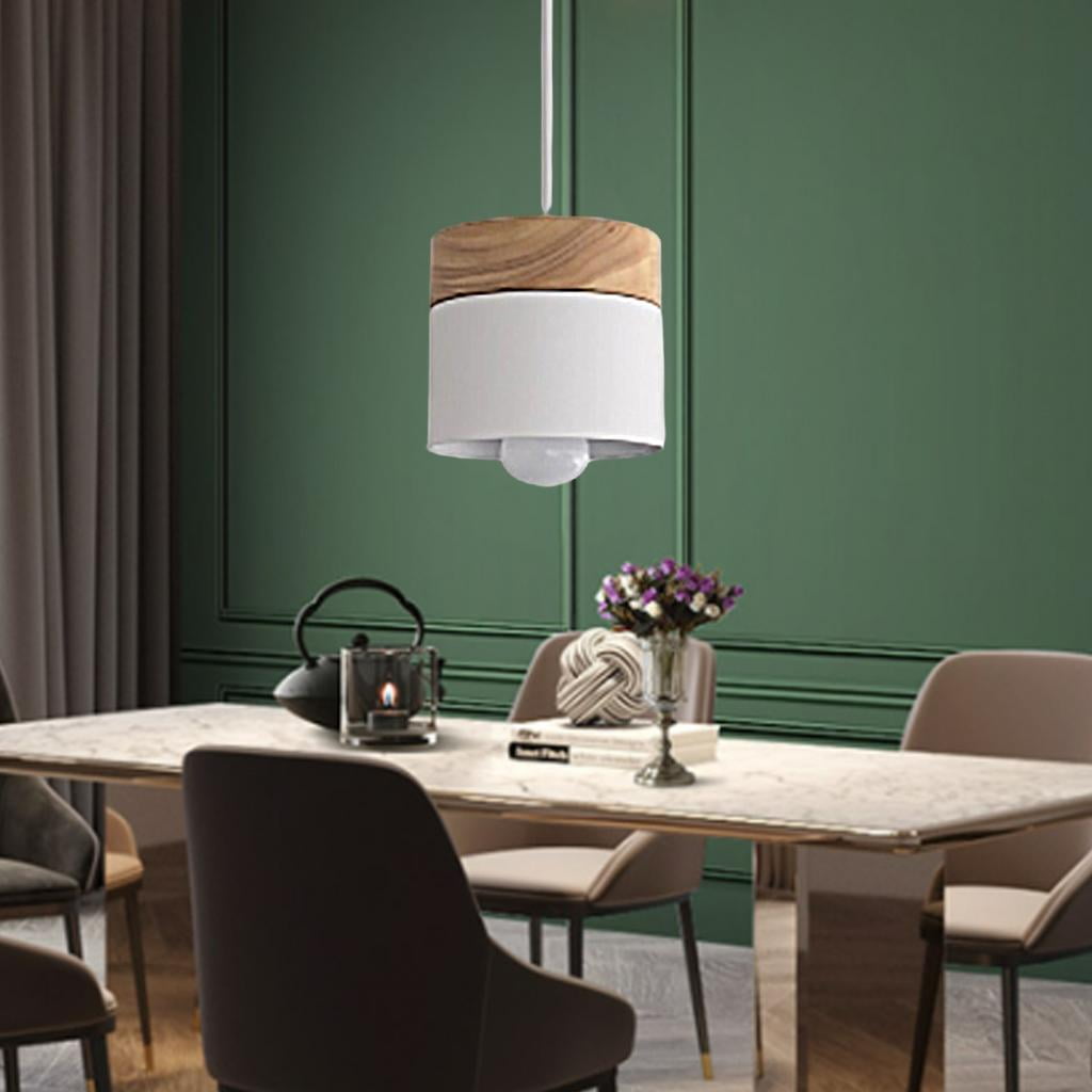 Ceiling Pendant Light with Wood Pattern , Simple Style Hanging Lighting Fixtures for Living Rooms, Dining Room, Kitchen - White