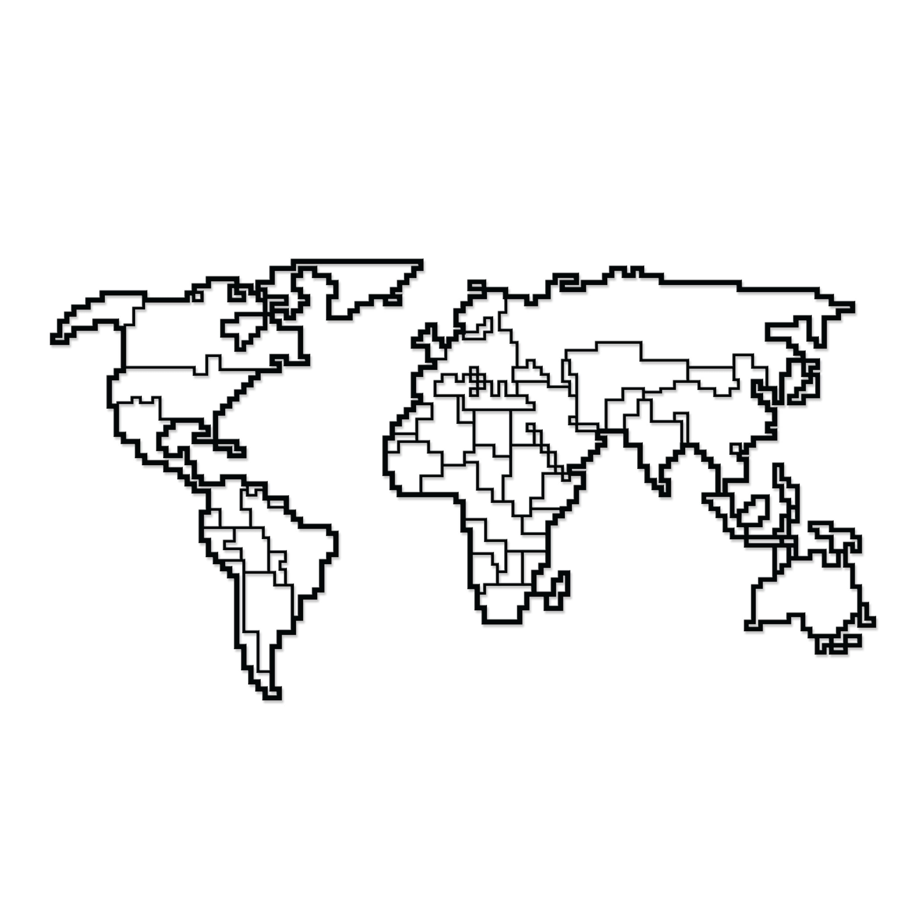 Ada Home Decor Furniture Black World Map Modern Metal Wall Art