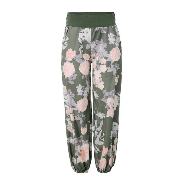 Leutsin Womens Ladies Floral Trousers Long Pants Baggy Leggings Plus Size  AG/2XL
