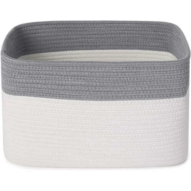 Cestas de almacenamiento de cuerda de algodón tejido con asas, juego de cestas grandes lavables, cajas de almacenamiento decorativas, guardería, bebé, niño, juguete, manta, ropa, toalla, organizador