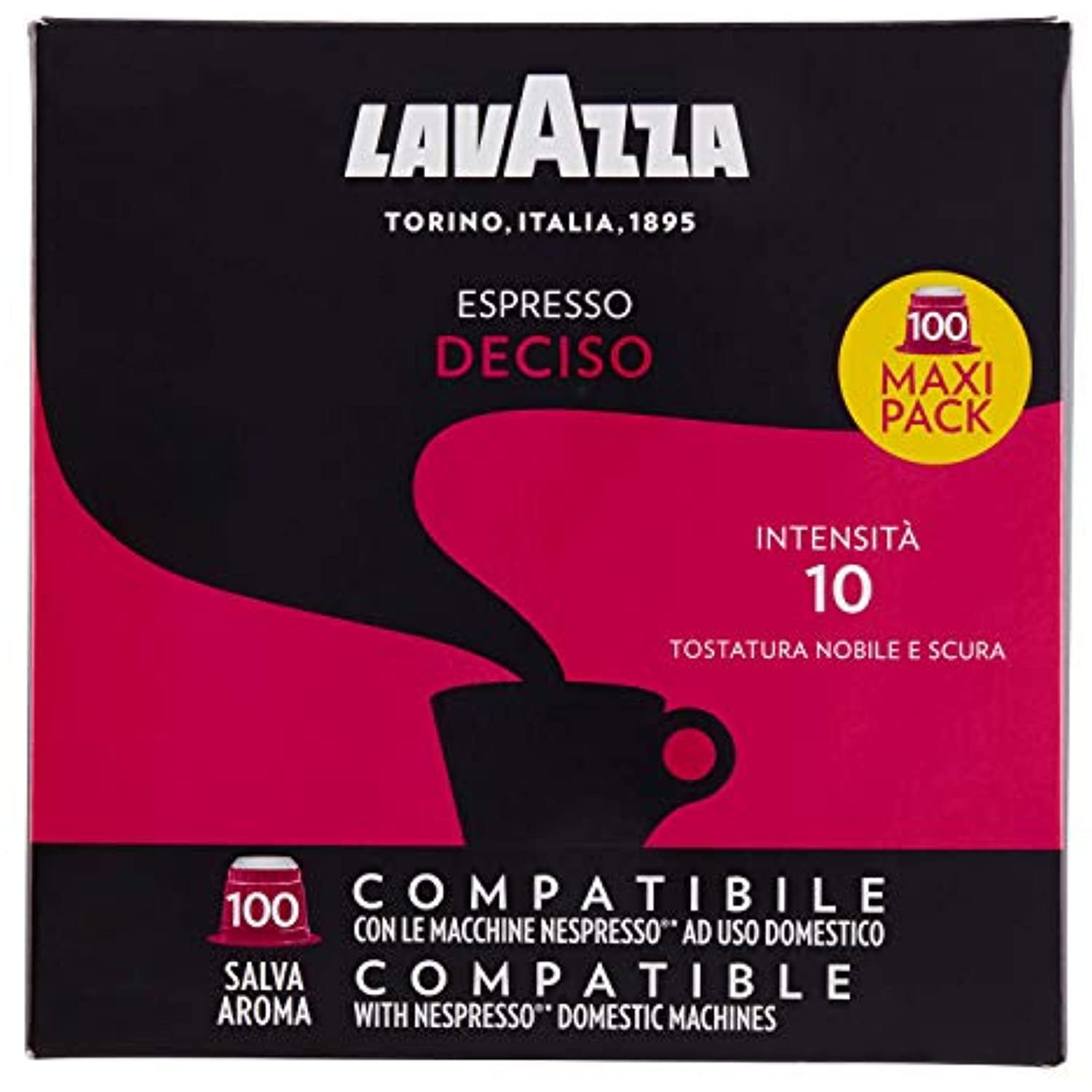 Lavazza Deciso Espresso Dark Roast Capsules Compatible With Nespresso