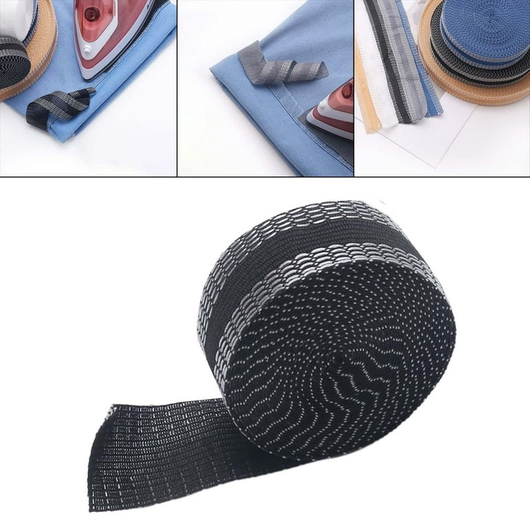 2Pieces Polyester Hem Tape Fabric Fusing Tape Roll Pants Shortening Tape  Iron On Hemming Tape for Pants Clothing Dress Clothes Jeans Black and Beige  