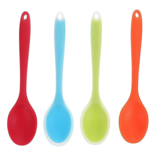 4Pcs Silicone Spoons Fruit Salad Spoons Multipurpose Cooking Spoons Home Tableware