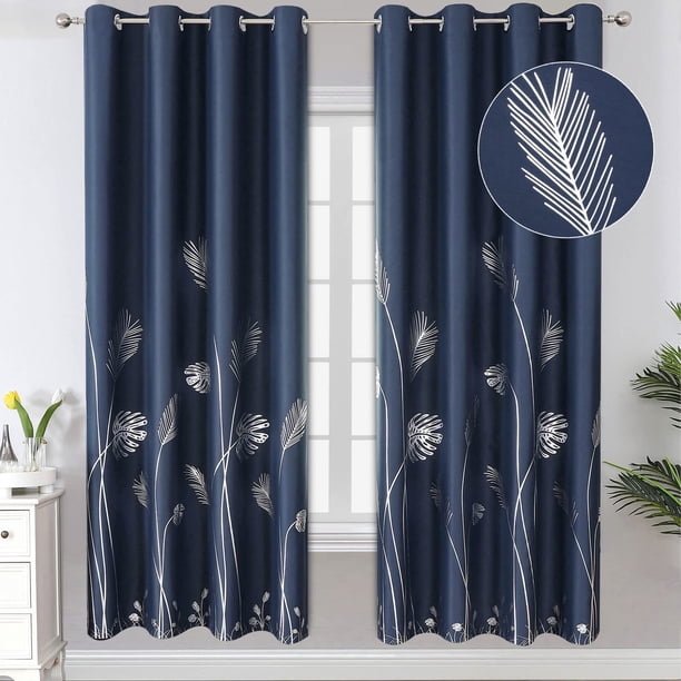 Cortinas opacas Estelar Textiler, azul marino, 132 x 183 cm, 2 paneles