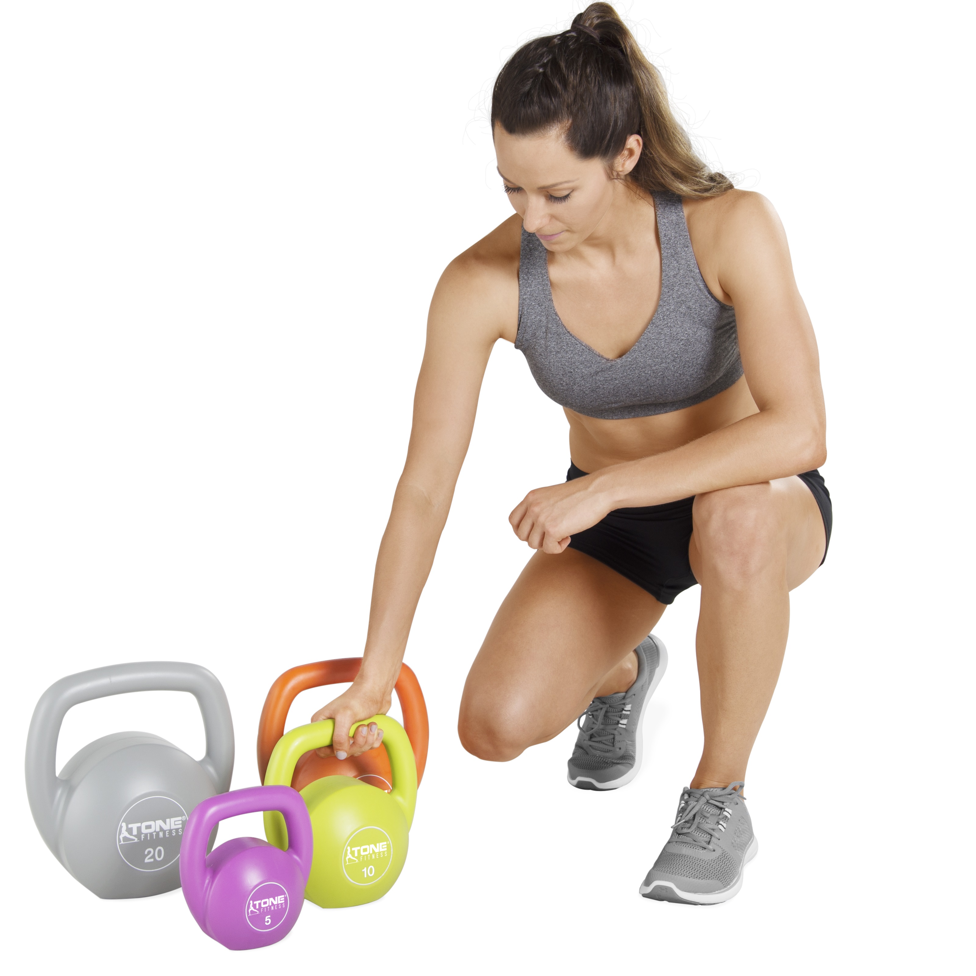 Tone Fitness CAP Barbell Vinyl Kettlebell, 5 Lbs, Pink photo 5