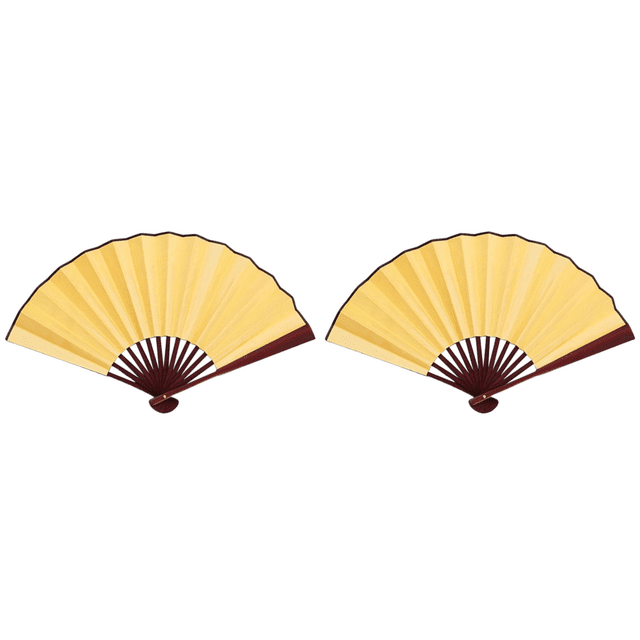 Abanico Plegable 10 Pulgadas Tela Pintura Artesanal Del para Bodas () Amarillo