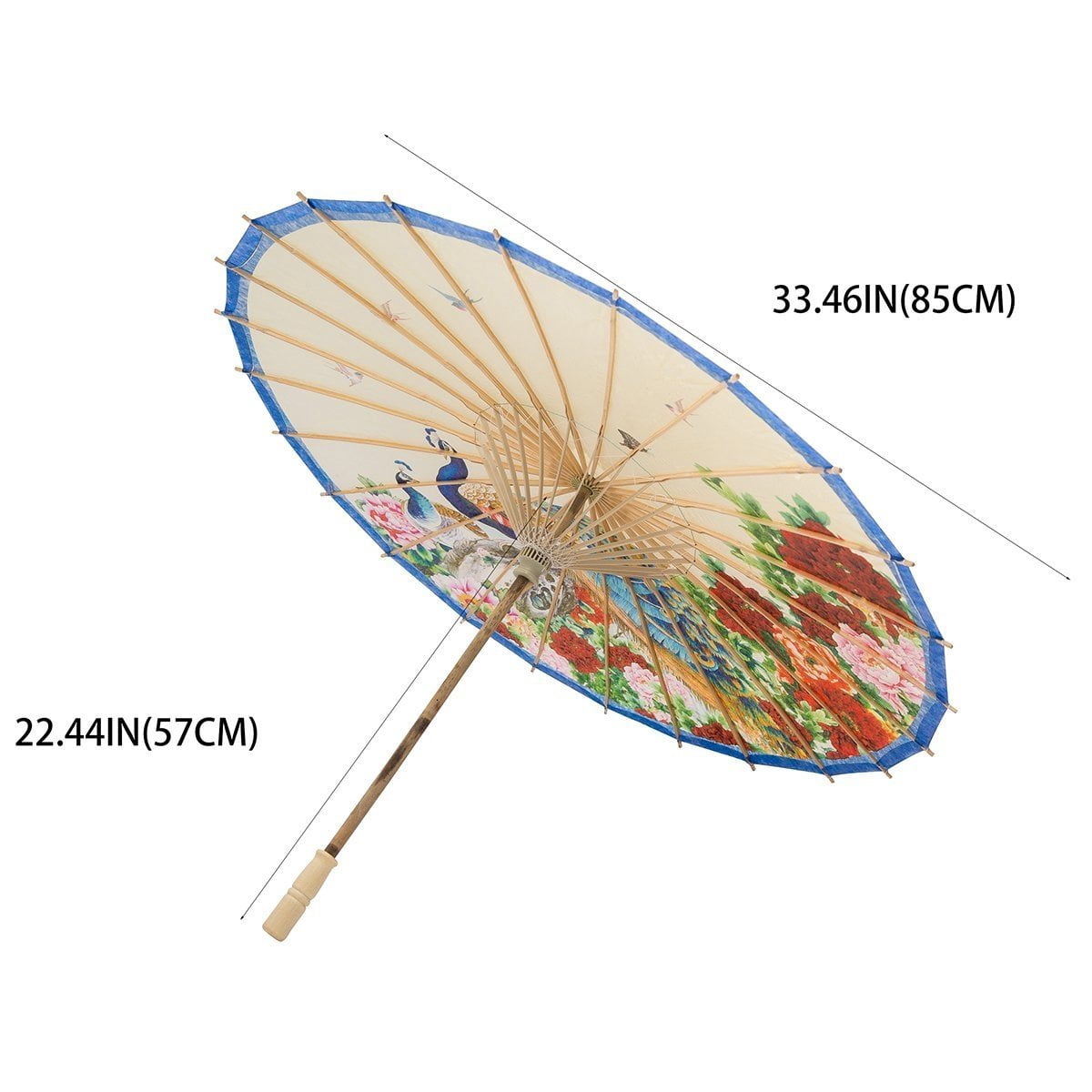THY COLLECTIBLES Rainproof Handmade Chinese Oiled Paper Umbrella Parasol 33" Peacock & Peony