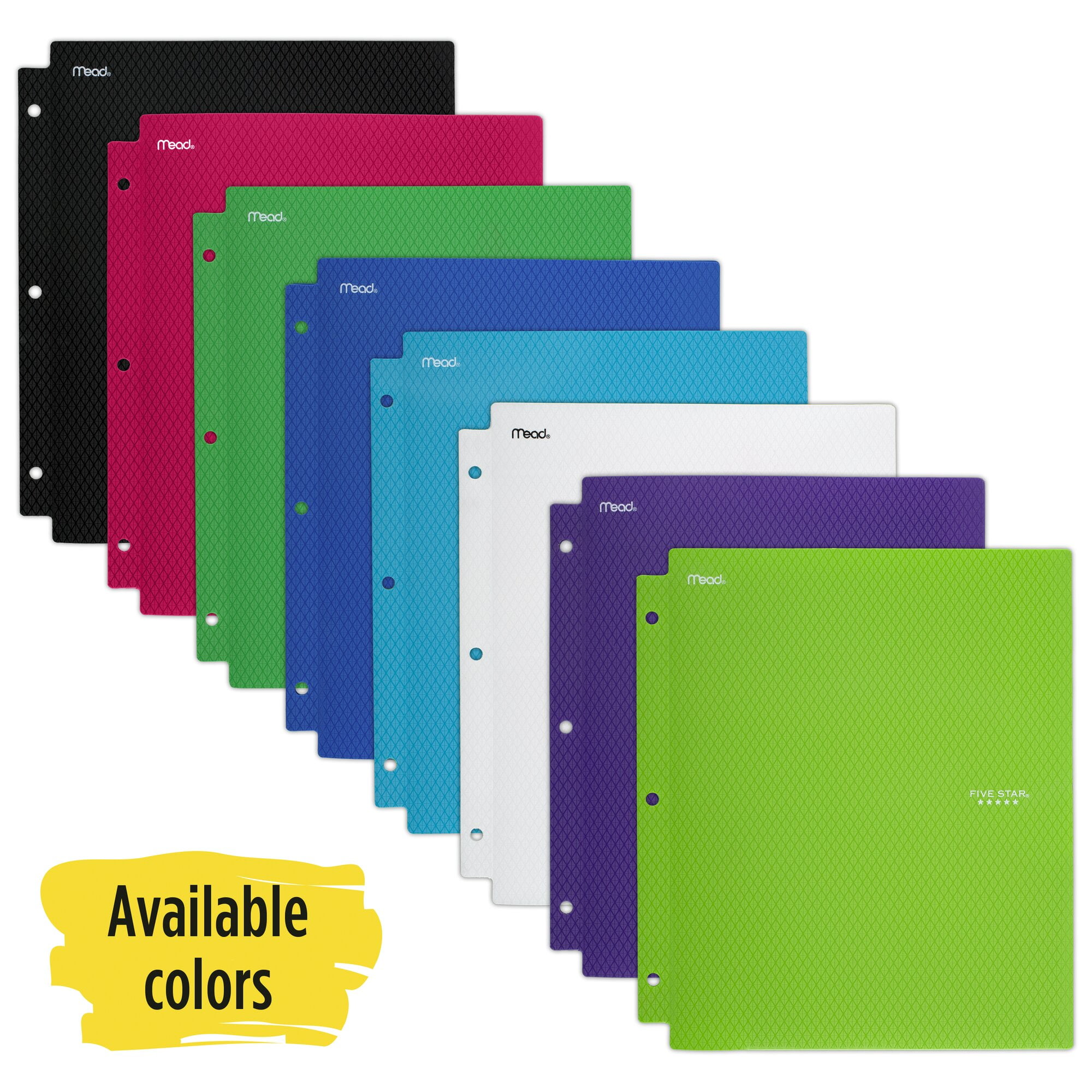 34084 Plastic Five Star 2 Pocket Folders with Prong Fasteners Folder with Pockets Color Selected For You 