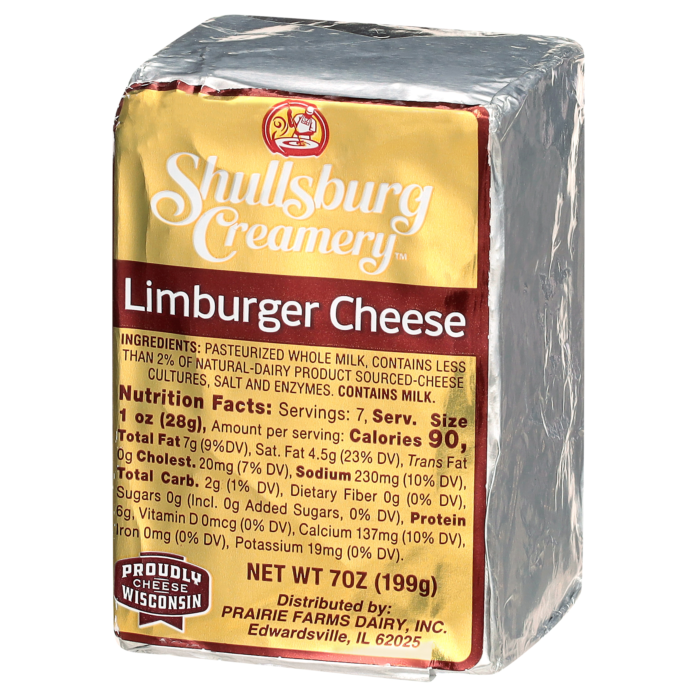 Shullsburg Creamery Limburger Cheese, 7 oz Block.