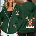 thumbnail image 2 of Ladies Christmas Printed Zipper Long Sleeve Hoodie with Drawstring and Pocket for Casual Wear, 2 of 8