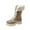 Khaki, variant on Xfvqtps Womens Snow Boots Mid Calf Plush Fleece Line Suede Upper Lace Up Chunky Heel Non Slip Warm Winter PU Shoes New Thick Heel Strap Boots Khaki