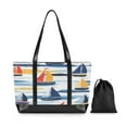 thumbnail image 7 of FORMRS Canvas Laptop Tote Bag for Women with 15.6" Computer Compartments Shoulder Handbag, Orange Hand Drawn Sailboats, 7 of 7