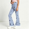 thumbnail image 6 of Spazoro Girls Flare Pants with Pockets, Flare Leg Loose Fit Star Print Zip Up Button Closure Casual Bell Bottom Trousers Blue Size 14-15, 6 of 8