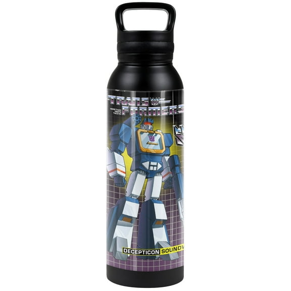 Transformers Official Soundwave Black 24 oz Insulated Canteen Water Bottle, Leak Resistant, Vacuum Insulated Stainless Steel with Loop Cap