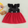 thumbnail image 2 of Baby Girls Princess Dress Contrast Color Flying Sleeves Summer Dress, 2 of 8