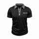 thumbnail image 4 of Blusa y camisa de manga corta con cuello vuelto para hombre, color liso, informal, de manga corta, con medio botón, con solapa abierta y cerrada, tops de poliéster para hombre, 4 of 8