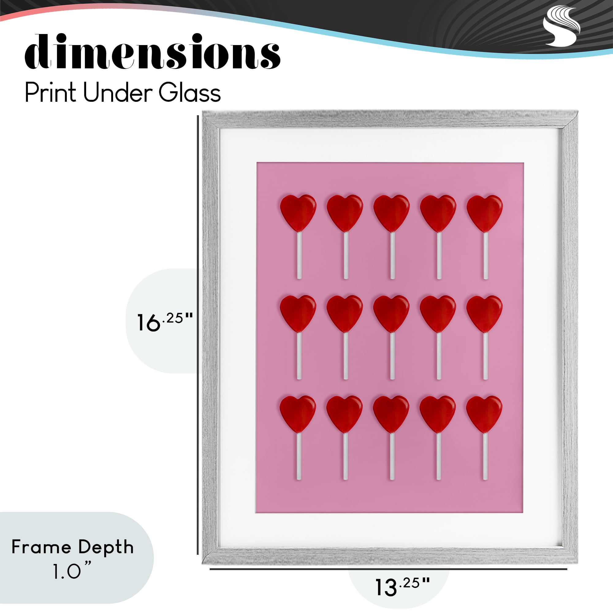 Stupell Industries Heart Lollipops Collection Gray Framed Print Under Glass, design by LISH Creative
