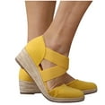 thumbnail image 4 of SMihono Sandals Womens Summer Plus Size Summer Womens Slope Hemp Rope Platform Casual Sandals Elastic Wedges Sandals Slipper On Clearance, 4 of 6