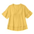 thumbnail image 5 of Akiihool Short Sleeve Shirts for Women Women's Shirts Cold Shoulder Tops Summer Short Sleeve Casual Twist Knot Blouse T-Shirt (Yellow,XXXL), 5 of 5