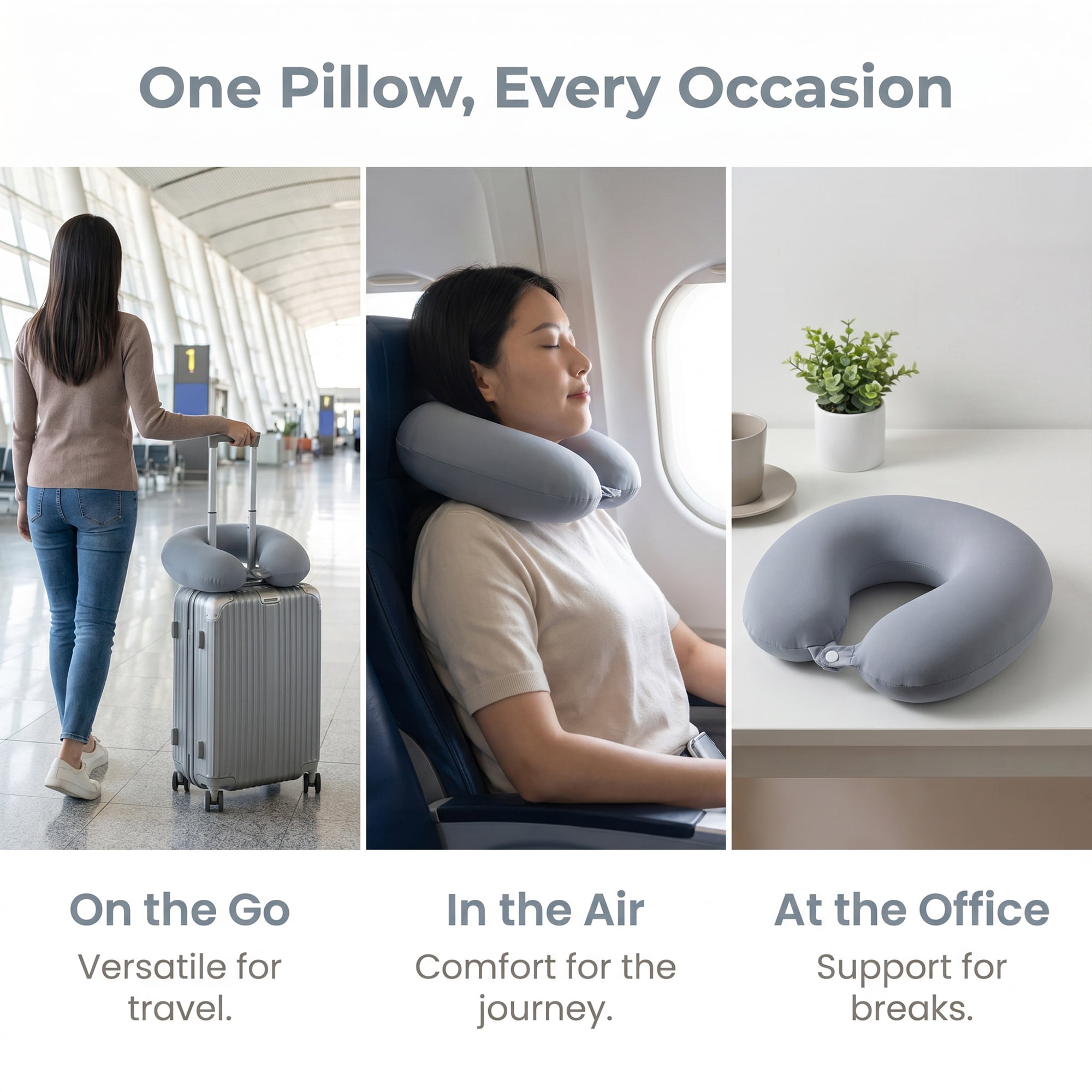 Unique Bargains Memory Foam Travel U Shape Neck Pillow Head Rest Dark gray 12"x12"x4"