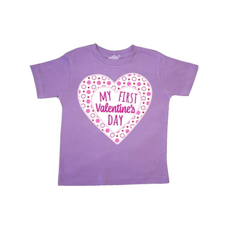 

Inktastic My First Valentine s Day Pink Heart and Dots Gift Toddler Boy or Toddler Girl T-Shirt