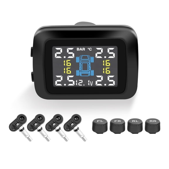 Tire Pressure Monitoring System, Wireless TPMS with 4 External Sensors Colorful Display, Real-time Tire Pressure Monitor System, Ideal for RV SUV MPV Truck Sedan