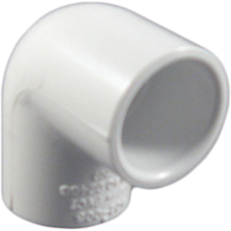 Spears 406 Series PVC Pipe Fitting, 90 Degree Elbow, Schedule 40, White, 1/2' Socket