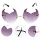 thumbnail image 4 of KAKOWELY Gafas de sol con forma de corazón y cuerno sin marco, decorativas, para mujeres y hombres, 4 of 5
