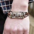 thumbnail image 4 of Naierhg Men's Vintage Punk Faux Leather Bracelet Dragon Head Charm Multilayer Bangle, 4 of 5