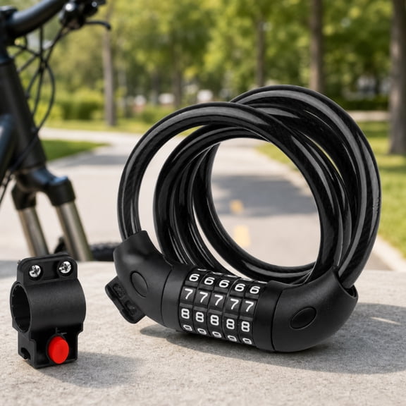 Bike Lock, Bicycle Lock 3.93 Feet Cable Lock 1/2 Inch Resettable Bike Lock Combination with Mounting Bracket, Bike Accessories for Bicycle, Electric Scooter, Motorcycle