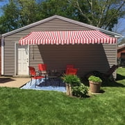 ALEKO 16 x 10 ft Red White Striped Motorized Retractable Patio Awning