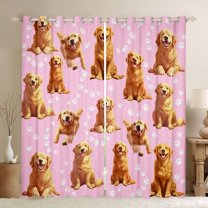 Feelyou Kawaii Dog Blackout Curtains Set of 2 (52x84 Each), Animal Lover Window Curtains