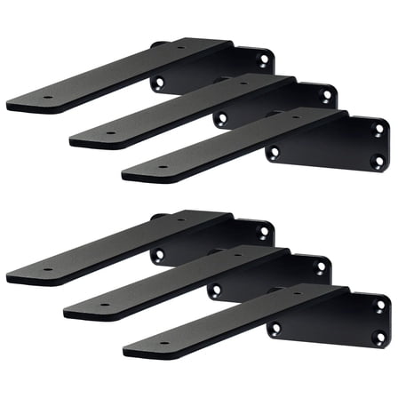 160 lbs Load Shelf Brackets, 6-Pack 8x4 Inch Steel Floating Shelf Supports, Matte Black Heavy Duty L-Shaped Brackets
