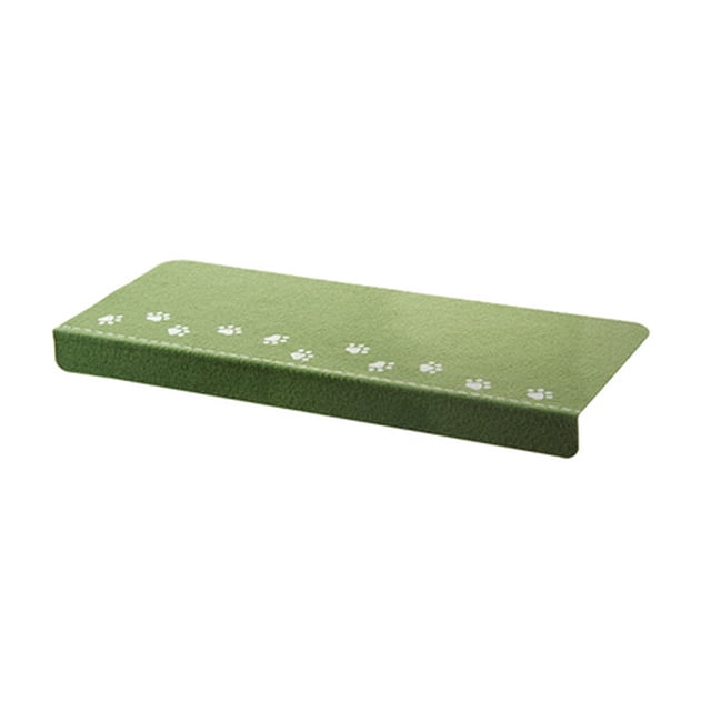 Durable Stair Mat with Non Slip Luminous Footprint for Home Safety on Brushed Fabric Green 12 Inch