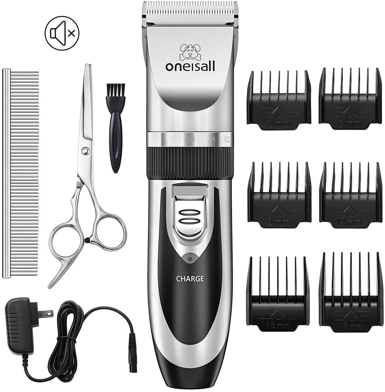 oneisall Dog Shaver Clippers Low Noise Rechargeable Cordless Electric Quiet Hair Clippers Set