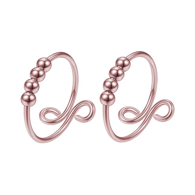 2 Pieces Of Silver Single-turn Spiral-turn Rotating Rings Anti-stress And Anxiety Ring Rings
