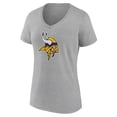 thumbnail image 2 of Women's Heather Gray Minnesota Vikings Primary Team Logo V-Neck T-Shirt, 2 of 3