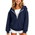 thumbnail image 3 of YOUYEDIAN Half Zip up Hoodies for Teen Girls Casual Fleece Hooded Sweatshirt Fall Winter Long Sleeve Hoodie, 3 of 4