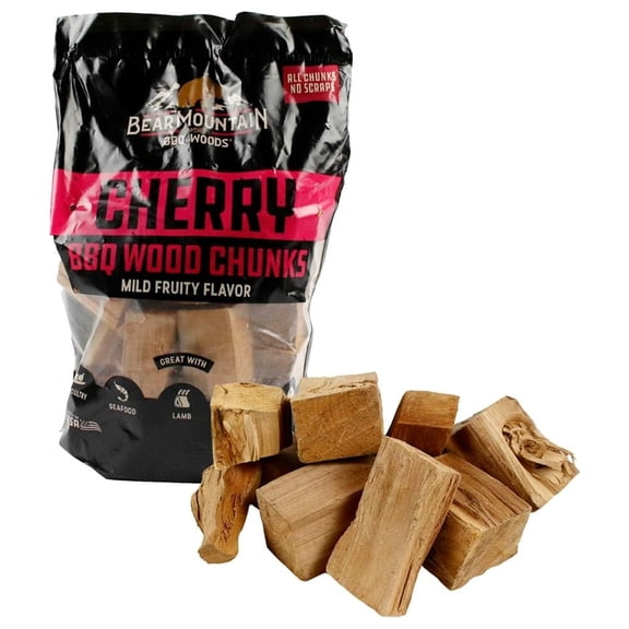 Bear Mountain BBQ All-Natural Cherry BBQ Wood Chunks for Outdoor Grilling, 4 lb Bag