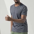 thumbnail image 5 of BOBOGOJP Chemise de Travail pour Hommes à Manches Courtes Col Rond avec Poche et Blocs de Couleur (Gris Foncé,L), 5 of 5