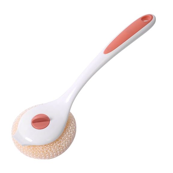 Long-Handle Nano Cleaning Brush with Built-In Scraper for Pots Pans Sinks, Non-Scratch Scrubber 11 In, Odor-Free Nylon Ball Head for Kitchen & Bathroom Heavy-Duty Scrub, 1X Cleaning Brush