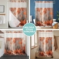 thumbnail image 5 of No Hook Shower Curtain with Snap in Liner, Abstract Autumn Birch Forest Trees Waterproof Bath Curtain Double Layers with See Through Top Window, Nature Oil Painting Style Shower Curtains 72x84in, 5 of 9