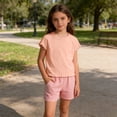 thumbnail image 6 of Maean Toddler Girls Short Sleeve T Shirt Ruffle Hem Solid Color Crew Neck Casual Loose Summer Cotton Top, 6 of 7