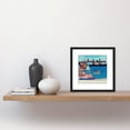 thumbnail image 2 of Modern Abstract Fishing Village Summer Harbour Seascape Folk Art Painting Square Wooden Framed Wall Art Print Picture 8X8 Inch, 2 of 4