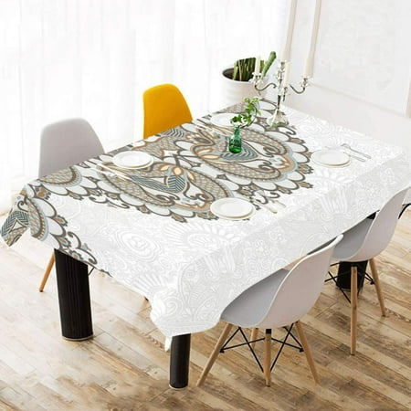 Kscd Ornamental Background With Flower Ribbon Stripes Table Cover Cotton Linen Indoor Outdoor Tablecloth For Rectangle Tables 60 X 120 Inch Dining Room Picnics Parties Canada Kscd Ornamental Background With Flower, 120 Inch Dining Room Table