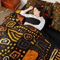 thumbnail image 5 of Manfei African Abstract Twin Bedding, Tribal Bedding Comforter Set, Orange, Yellow and Black, Black Reversible 7 Pieces, 5 of 6