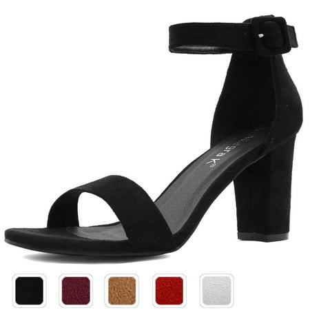 Unique Bargains Women's Ankle Strap Open Toe Chunky High Heel Sandals
